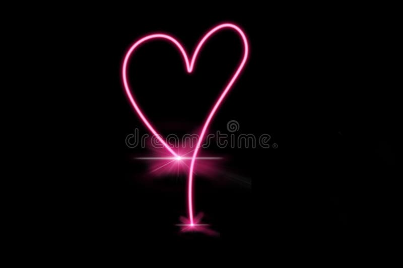 Pink Heart Light on Black Background. Stock Illustration - Illustration of  background, light: 160629183