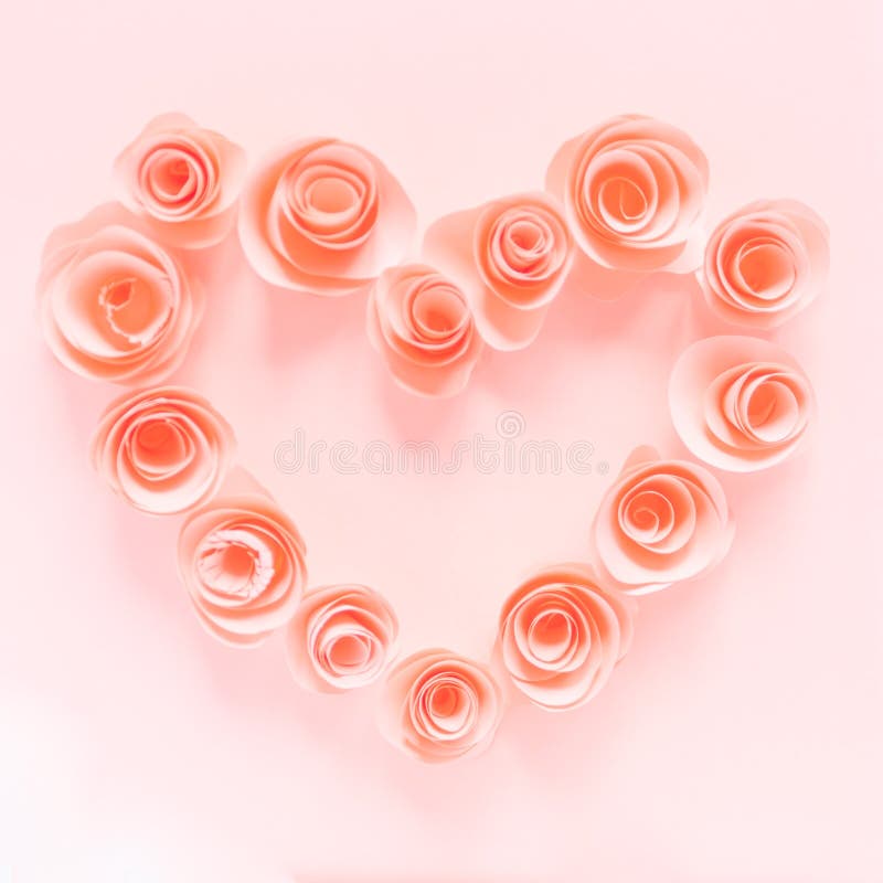 Pink heart made of paper flowers royalty free stock photos Pink heart made of paper flowers royalty free stock photos
