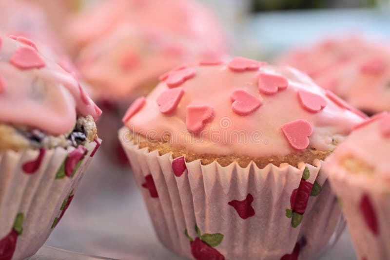 Pink Heart Muffins stock photo. Image of celebration - 17694672