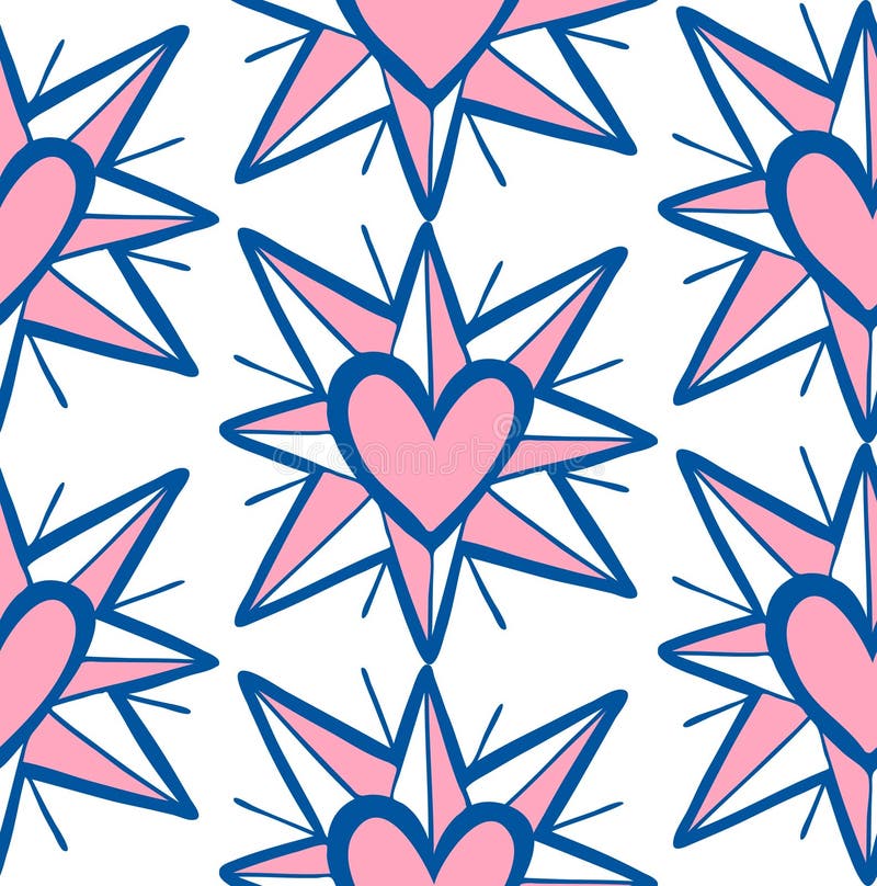 Pink heart and star stock vector. Illustration of glossy 7860124