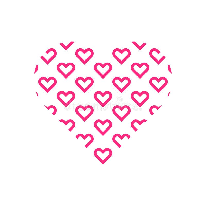 Pink Heart Symbol Pattern on White Background. Stock Illustration