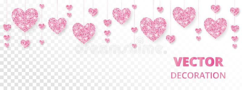 Pink hearts frame, border. Vector glitter isolated on white. For Valentine and Mothers day cards, wedding invitations. royalty free illustration Pink hearts frame, border. Vector glitter isolated on white. For Valentine and Mothers day cards, wedding invitations. royalty free illustration