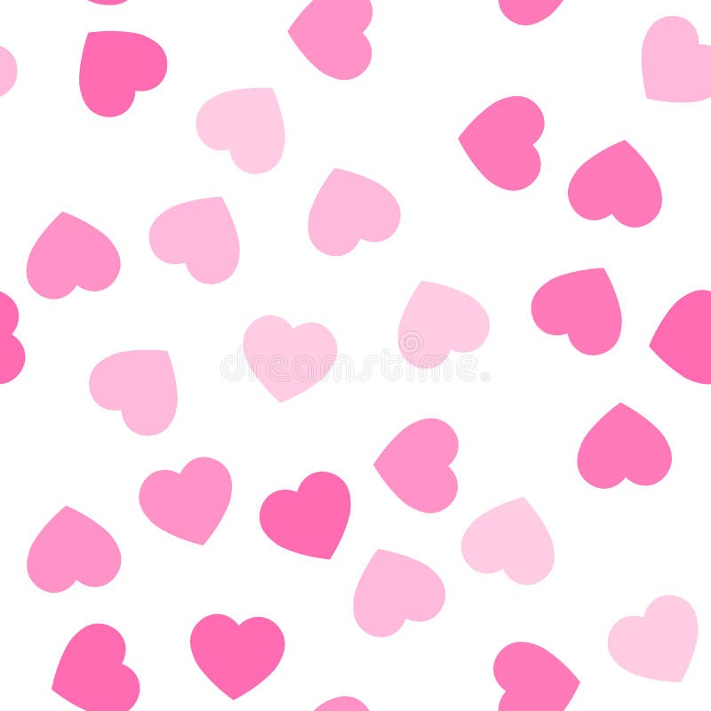 Pink Hearts Seamless Pattern Random Scattered Hearts Background Love