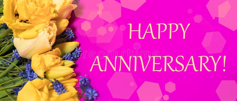 Pink Horizontal Banner with the Inscription Happy Anniversary on a ...