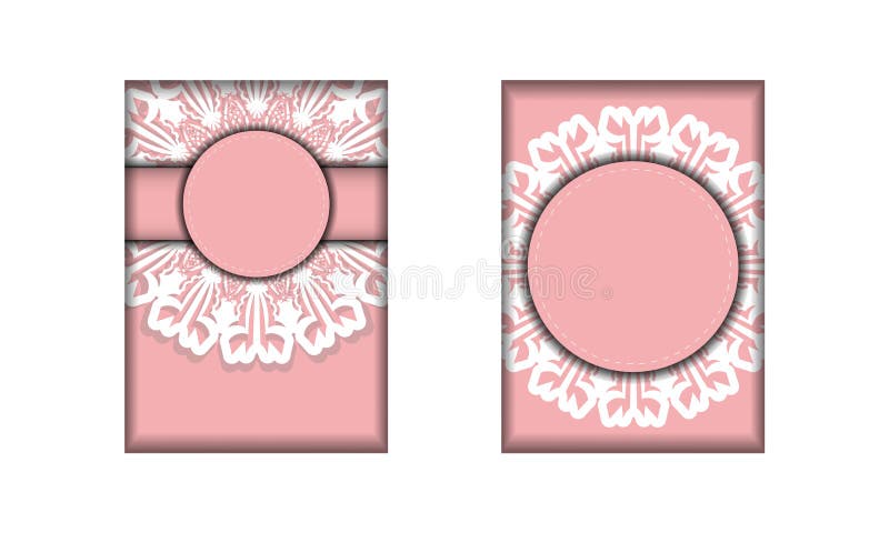 Pink Indian white pattern greeting flyer prepared for typography. stock illustration
