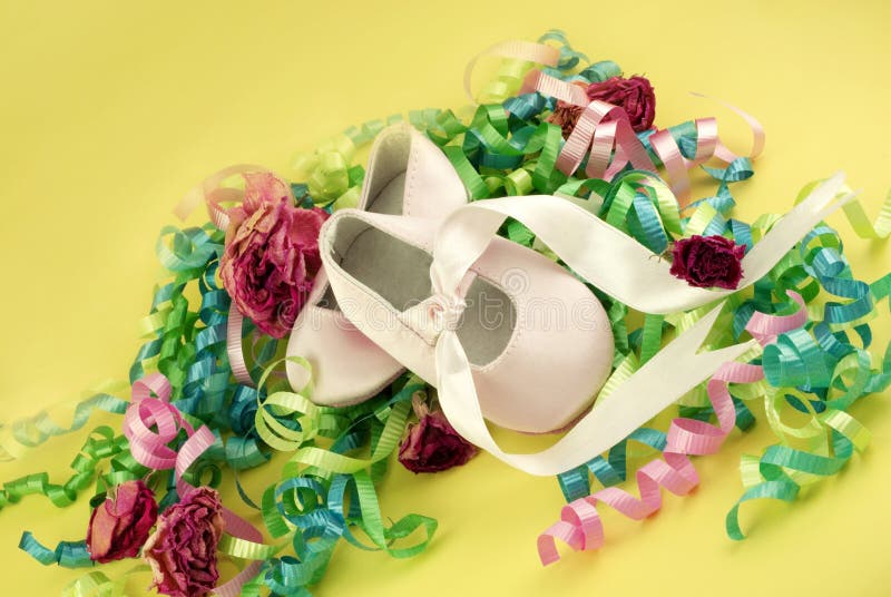 Pink Infant Ballet Shoes With Ribbons Picture. Image 9976258