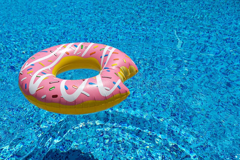 Pink Inflatable Donut Doughnut Floating Mattress in Swimming Pool ...