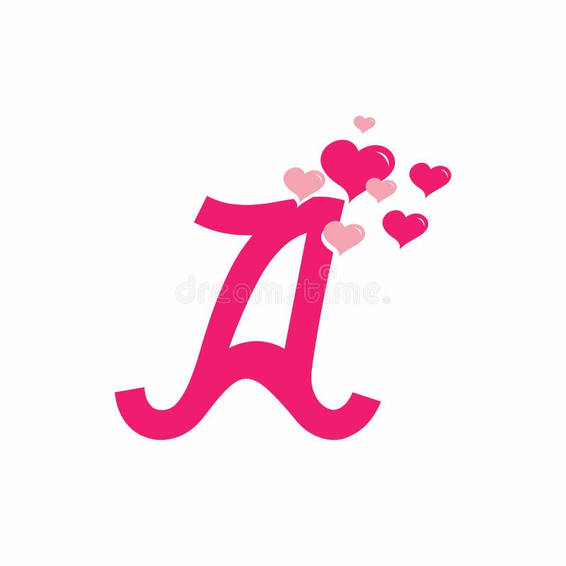Pink O Initial Letter with Love Sign Valentine Vector Stock Vector