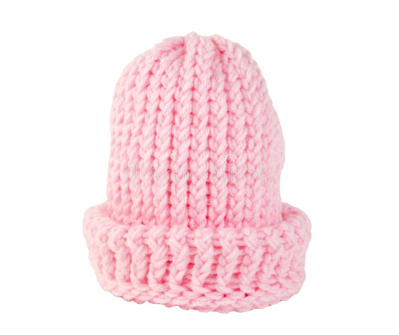 Pink Knitted Stocking Hat Isolated Stock Photo Image of warm, yarn