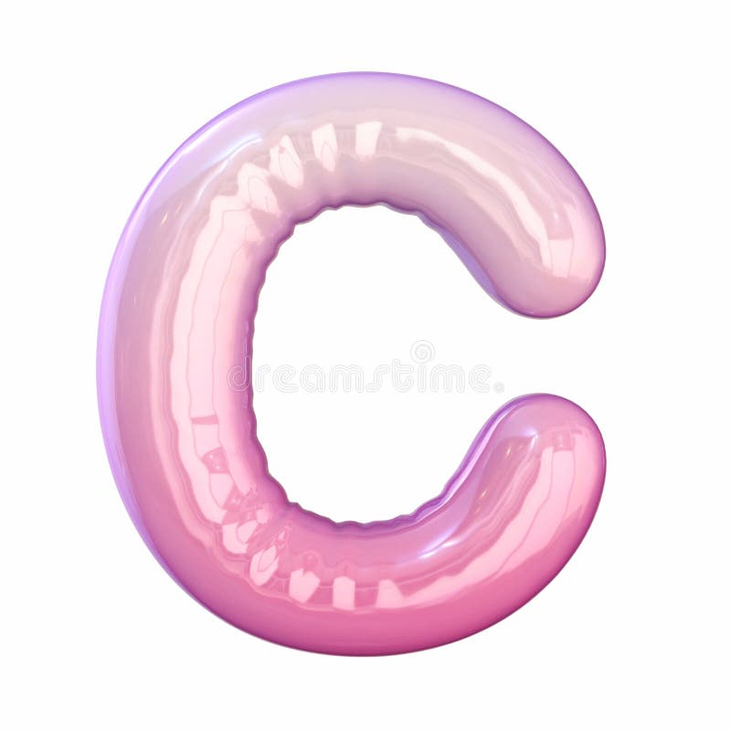 Pink latex glossy font Letter C 3D vector illustration