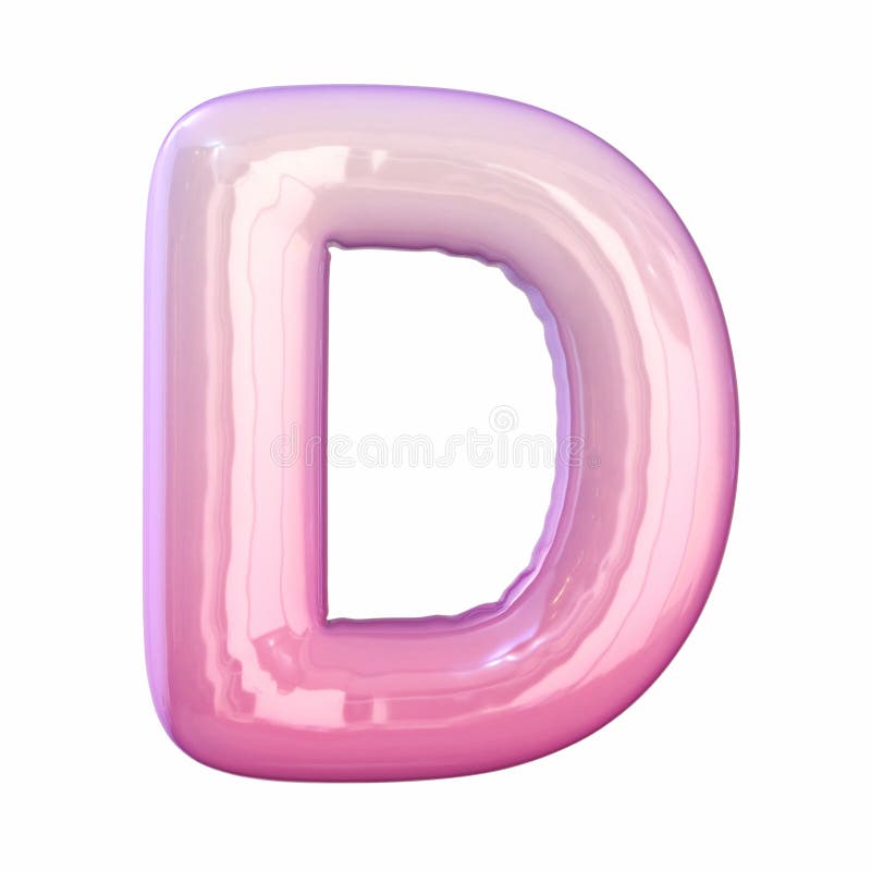 Pink latex glossy font Letter D 3D vector illustration