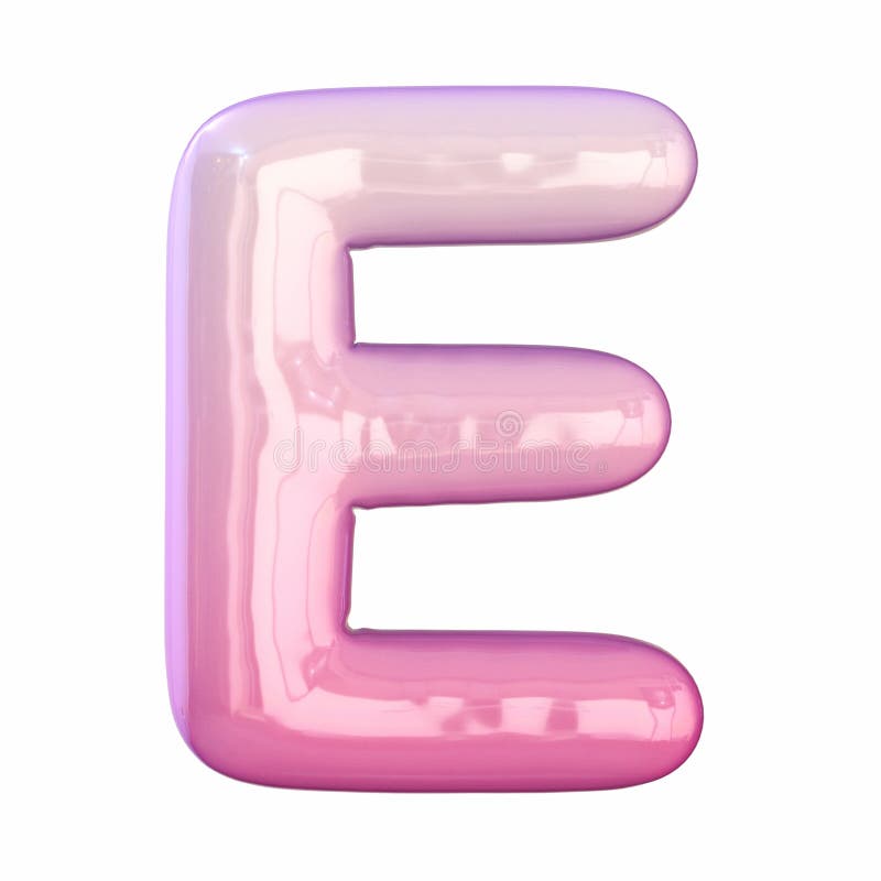 Pink latex glossy font Letter E 3D royalty free illustration