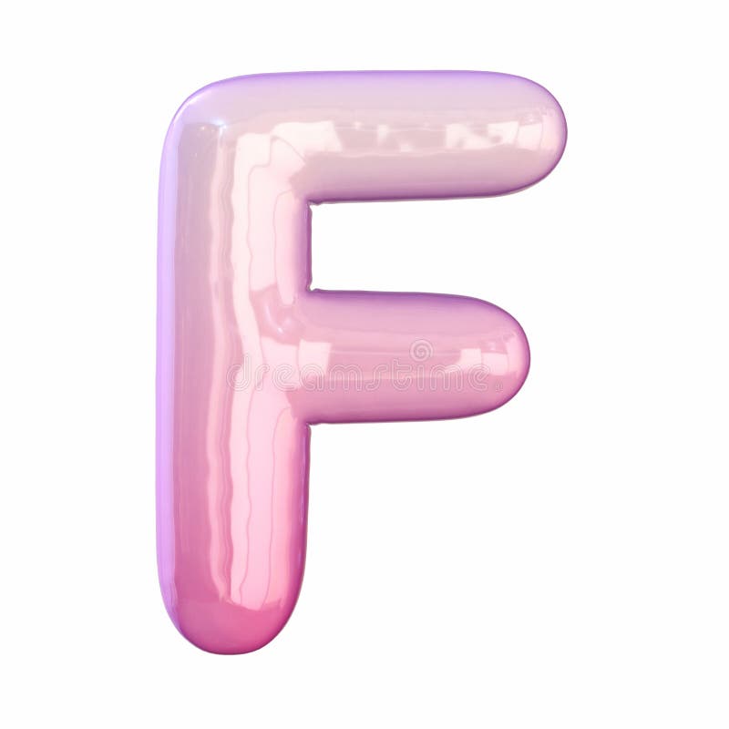 Pink latex glossy font Letter F 3D vector illustration