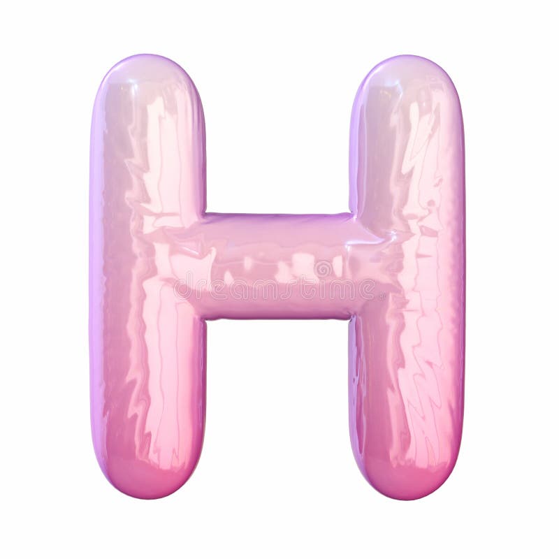 Pink latex glossy font Letter H 3D stock illustration