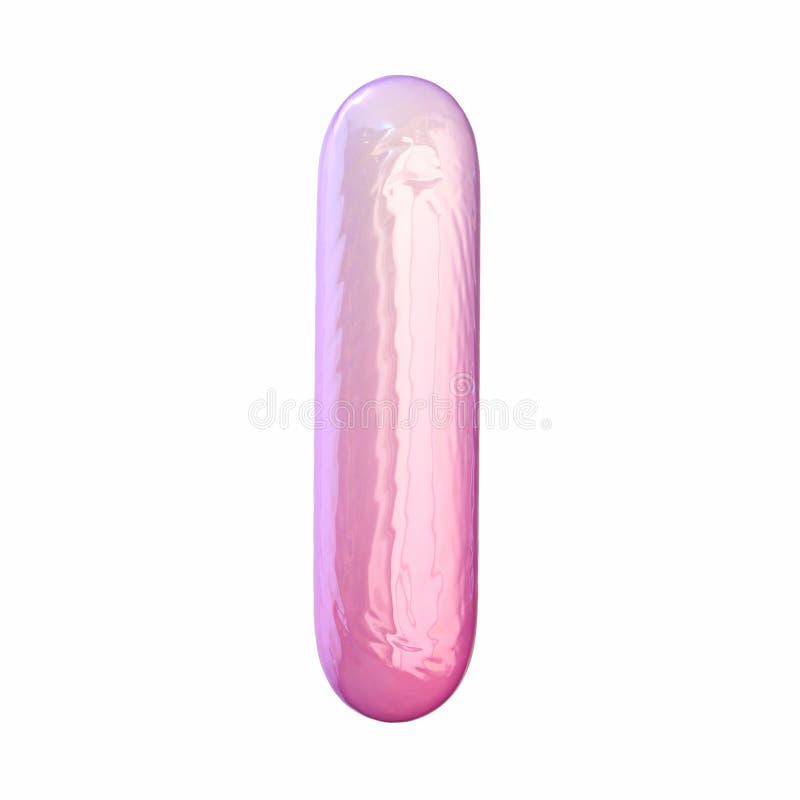 Pink latex glossy font Letter I 3D stock illustration