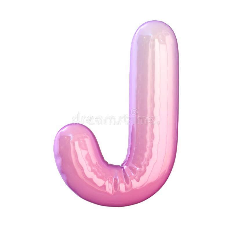 Pink latex glossy font Letter J 3D royalty free illustration
