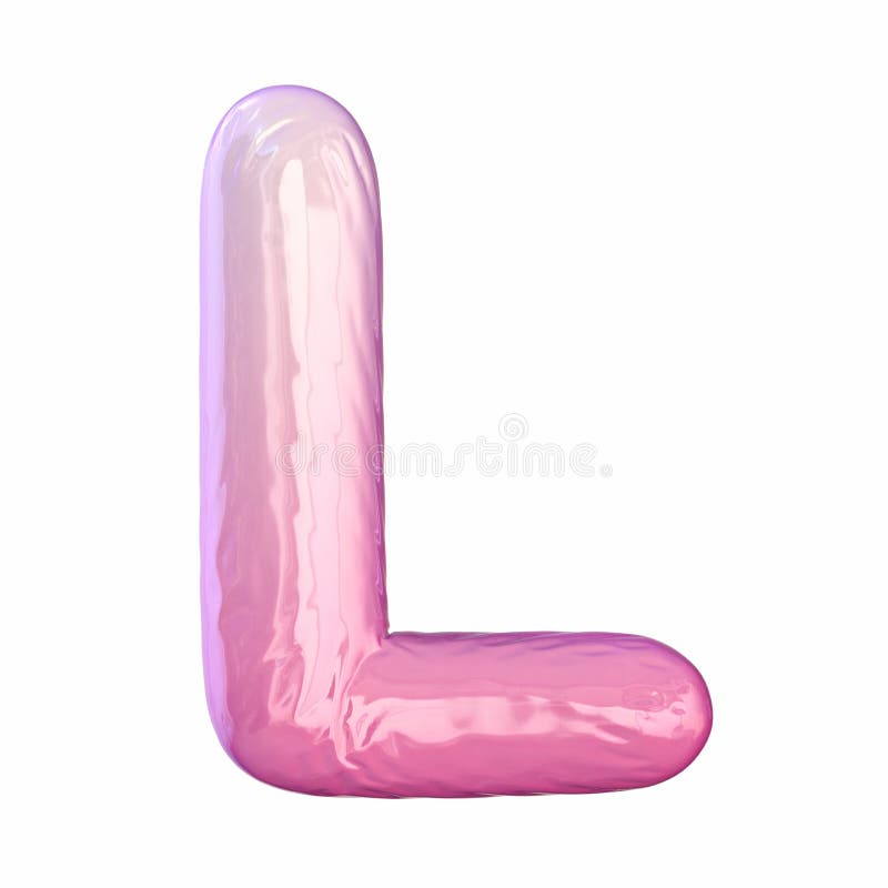 Pink latex glossy font Letter L 3D vector illustration