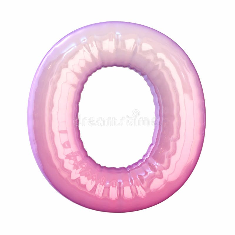 Pink latex glossy font Letter O 3D vector illustration