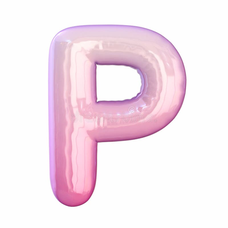 Pink latex glossy font Letter P 3D royalty free illustration