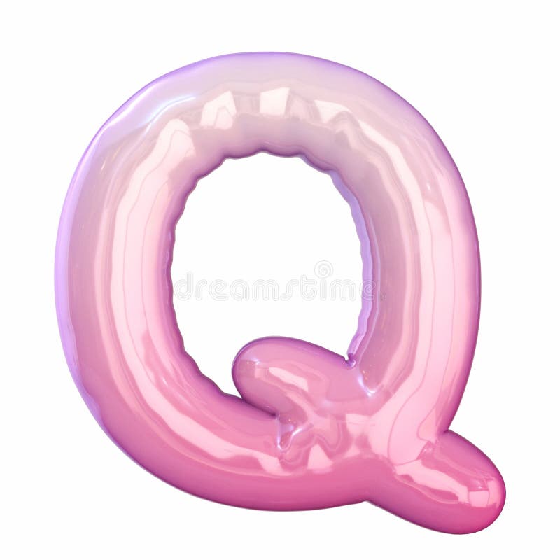 Pink latex glossy font Letter Q 3D stock illustration
