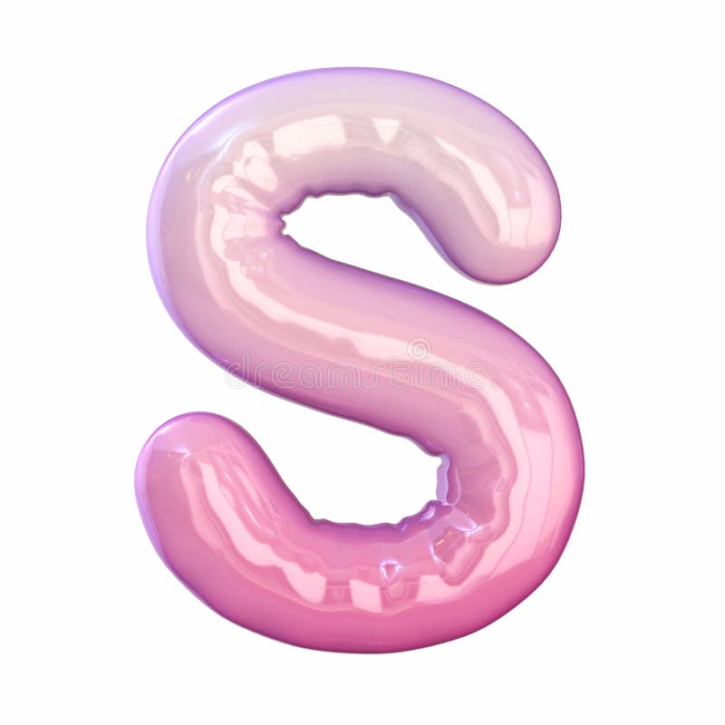 Pink latex glossy font Letter S 3D royalty free illustration