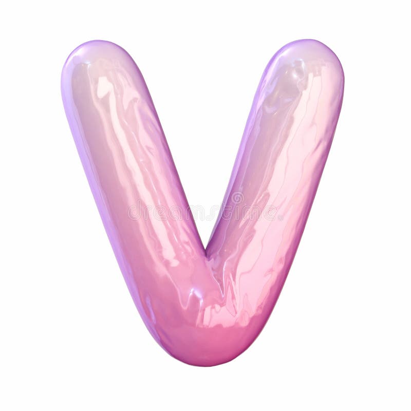 Pink latex glossy font Letter V 3D royalty free illustration