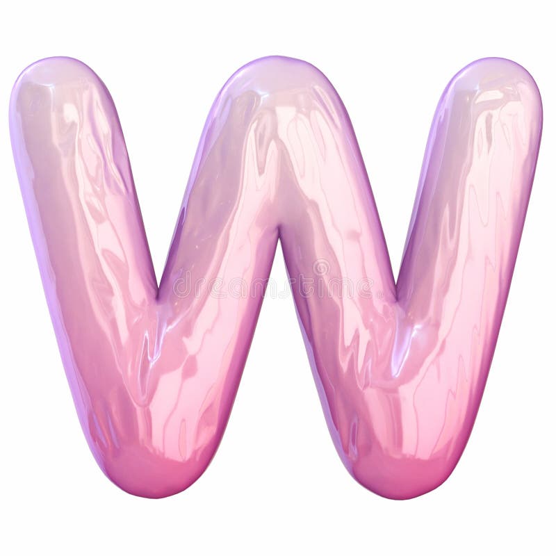 Pink latex glossy font Letter W 3D royalty free illustration