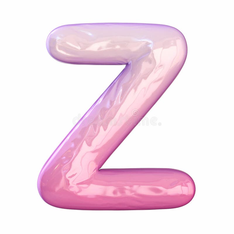 Pink latex glossy font Letter Z 3D rendering illustration isolated on white background