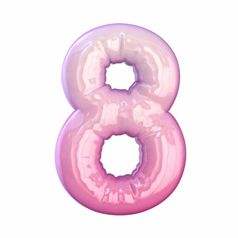 Pink latex glossy font Number 8 EIGHT 3D vector illustration.