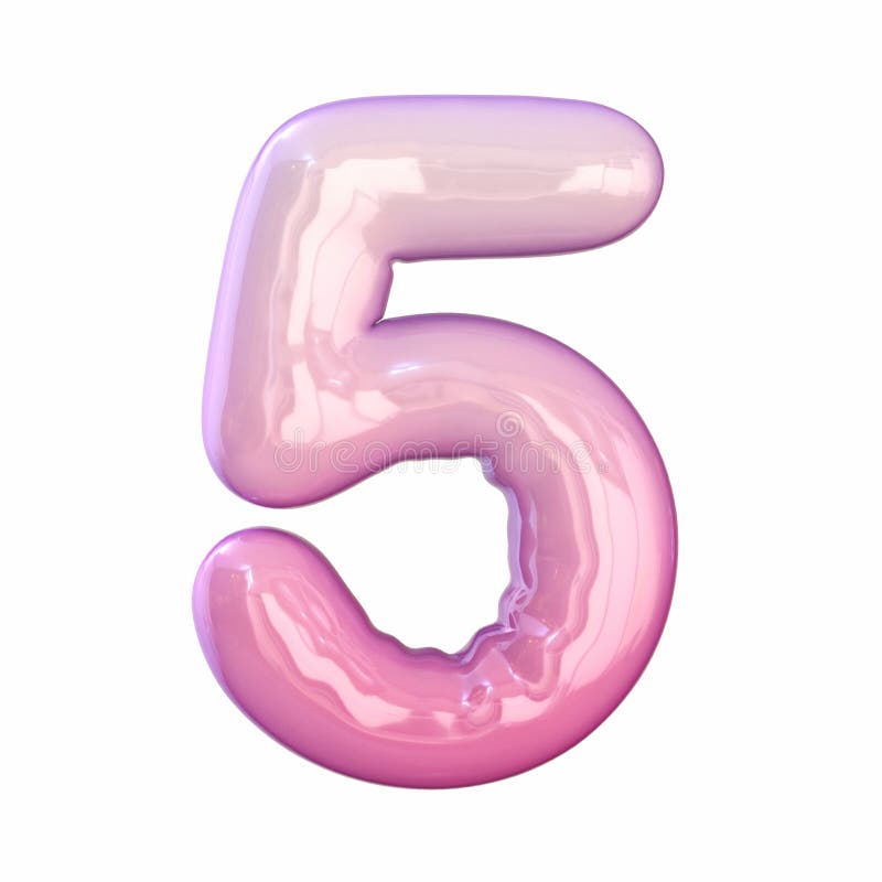 Pink latex glossy font Number 5 FIVE 3D royalty free illustration