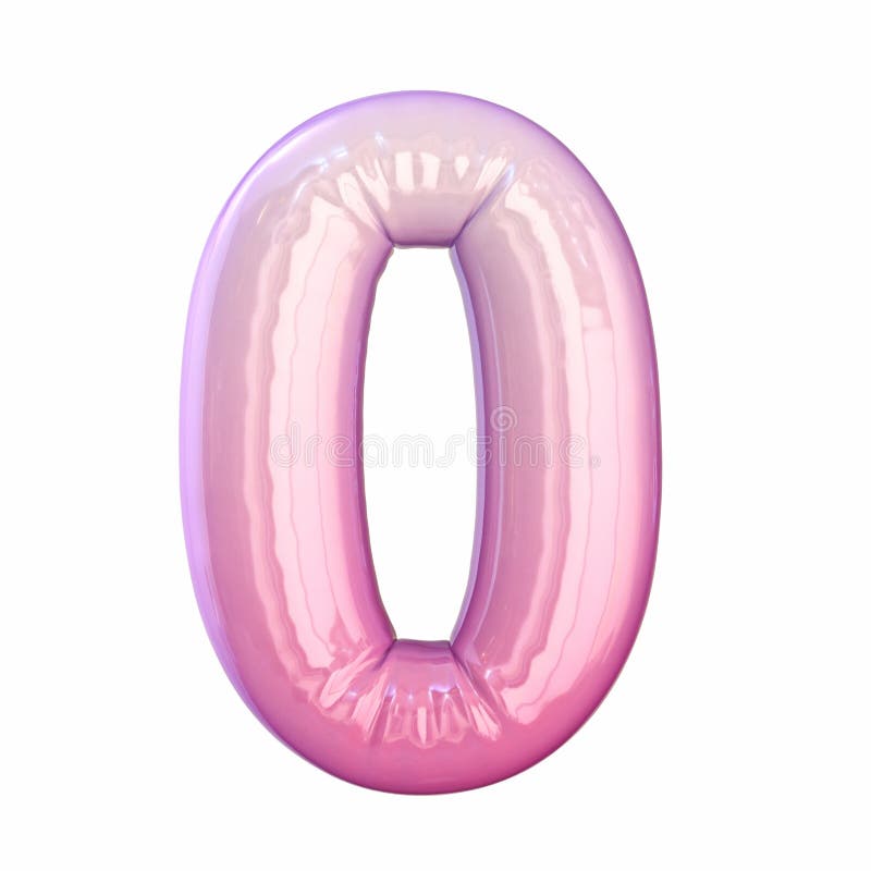 Pink latex glossy font Number 0 ZERO 3D stock illustration
