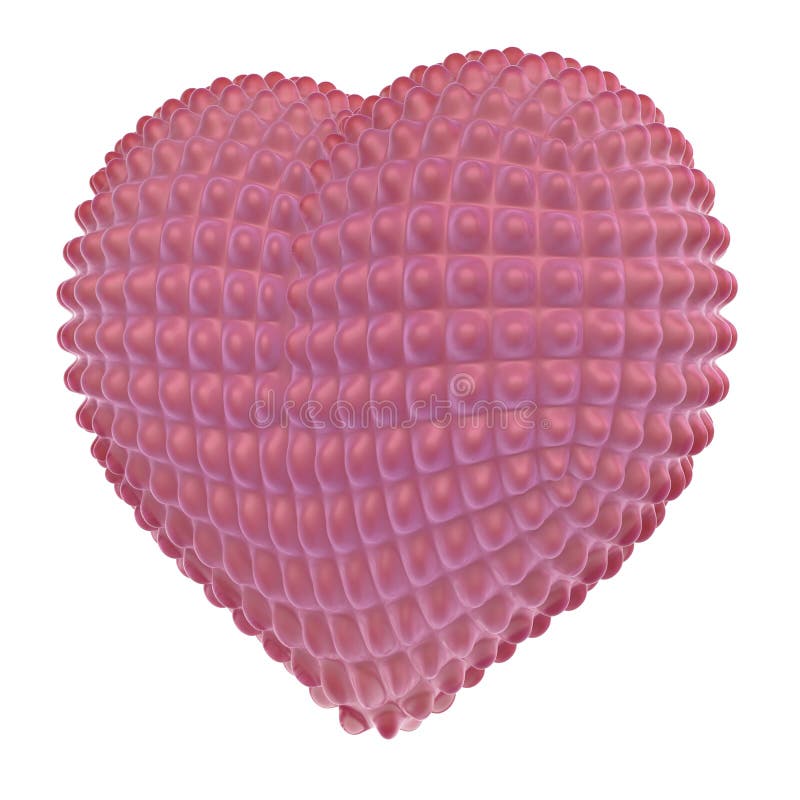 Pink, latex heart with knob surface vector illustration