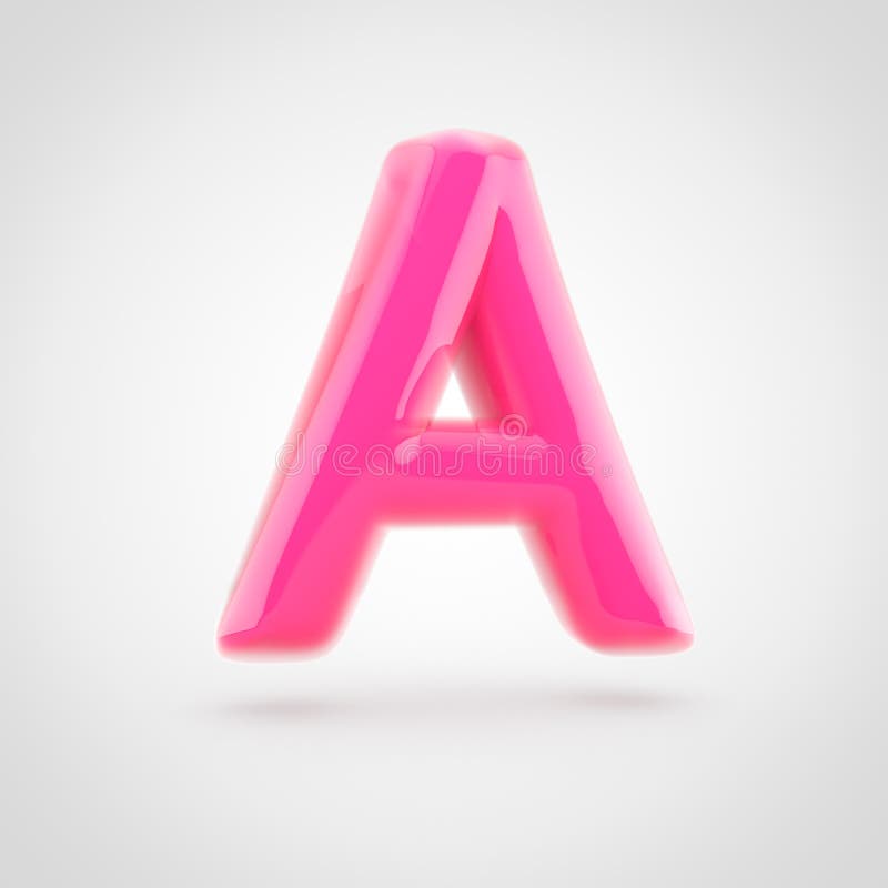 Pink Letter a Uppercase Filled with Soft Light Isolated on White