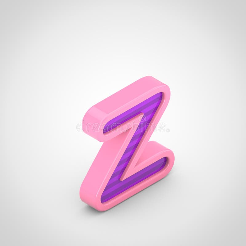 Pink Letter Z Lowercase With Violet Stripes Isolated On White ...