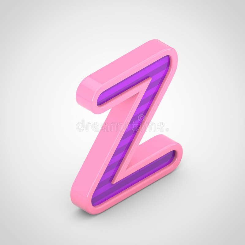 Pink Letter Z Uppercase With Violet Stripes Isolated On White ...