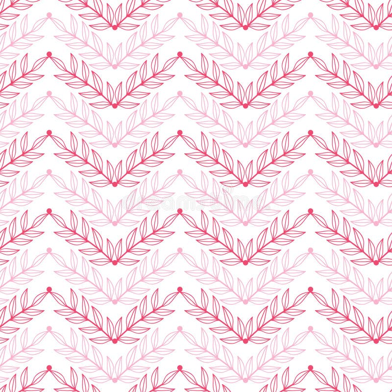Pink lineart leaves chevron seamless pattern royalty free illustration