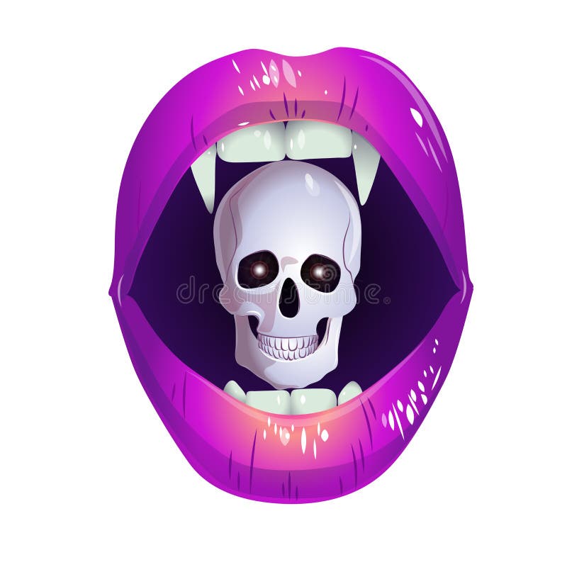 Pink lips with a skull vector illustration Pink lips with a skull vector illustration