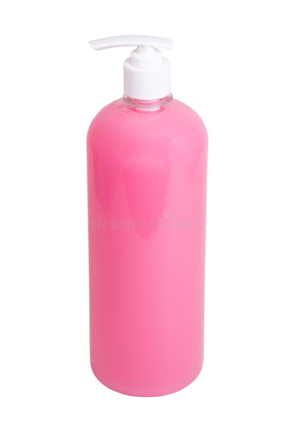 Pink Liquid Gel Soap in Dispenser Bottle Isolated on the White