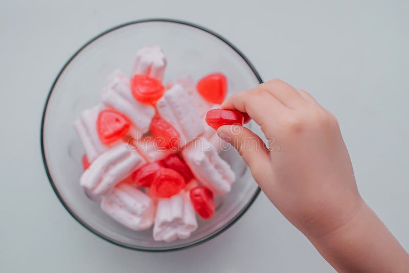 Pink Marshmallows in a Plate on the Table Stock Photo Image of