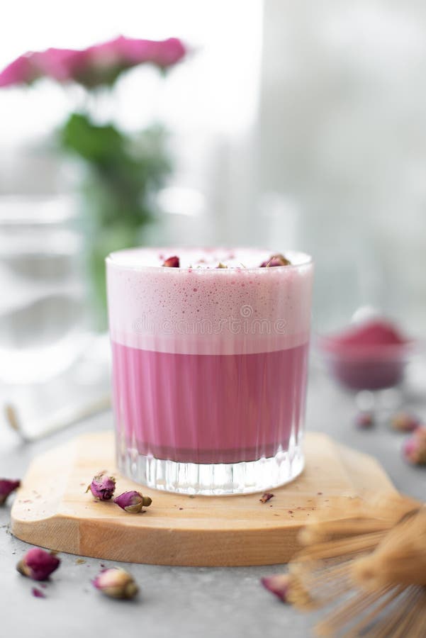 Pink Matcha with Pink Latte Foam Stock Image Image of taste, natural