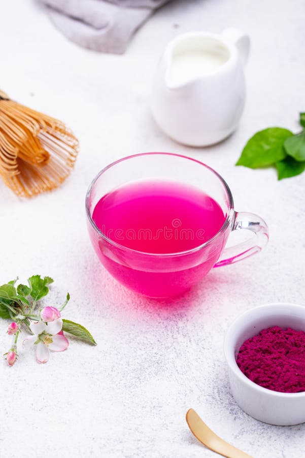 Pink Matcha Latte with Milk. Trendy Beverage Stock Photo Image of