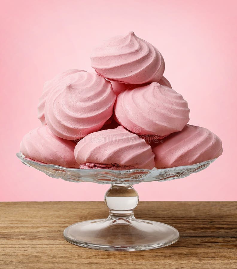 Pink meringues dessert stock image. Image of delicate 118298357