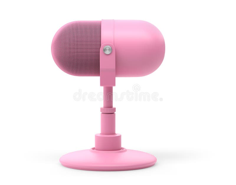 Pink Microphone on a Stand Isolated Stock Illustration Illustration