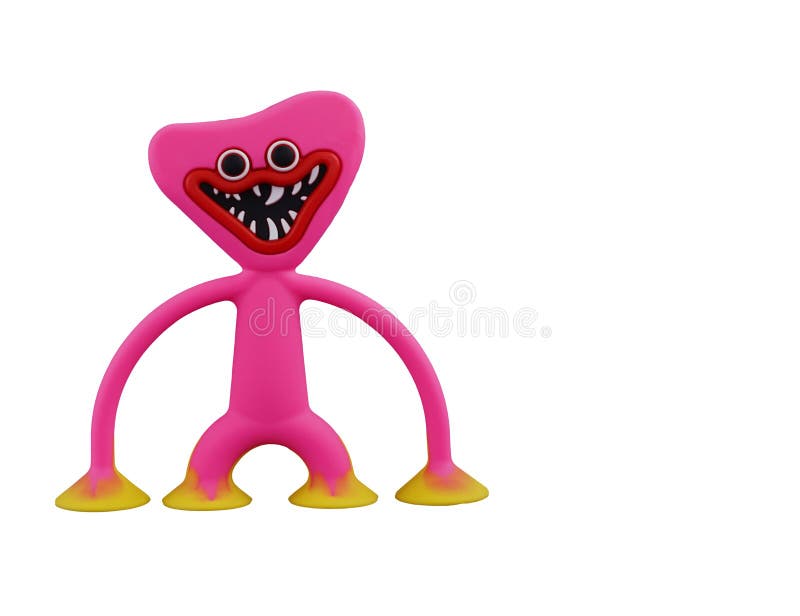 Pink Monster Holding on To the Ground on Isolated White Background