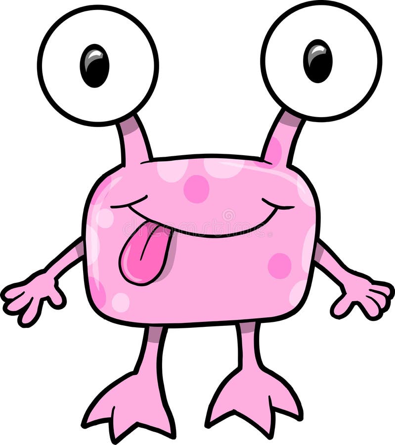 Pink Monster Vector Illustration Stock Vector Illustration of funny