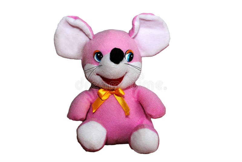 Pink mouse soft toy isolated