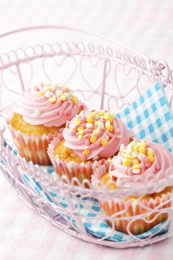 Pink muffin stock photo. Image of birthday, cute, dessert 23496376