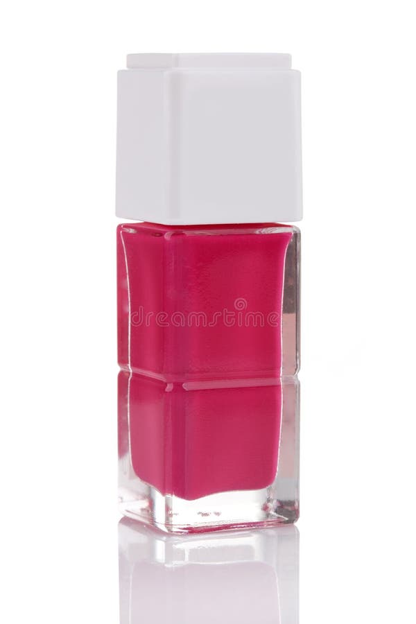 Pink Nail Polish Bottle With Reflection Stock Photo Image of cosmetic