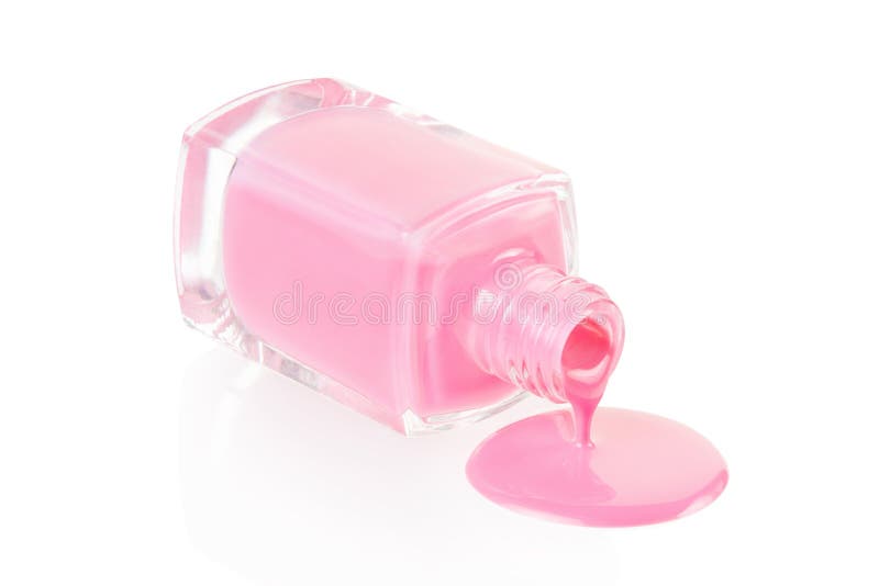 Pink Nail Polish Bottle Spilling Stock Image Image of drop, spilled