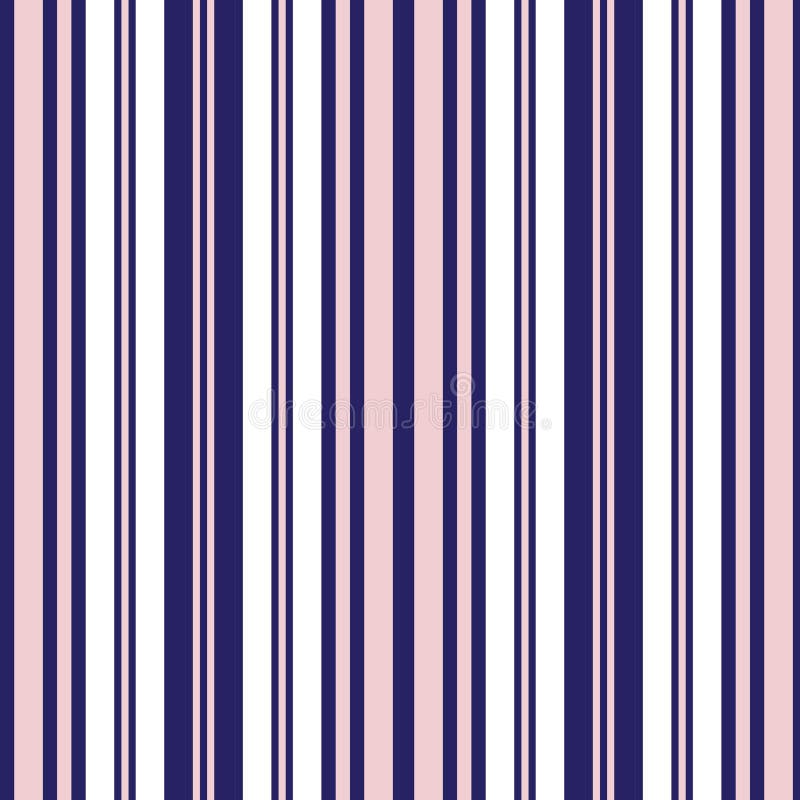 Pink and Navy Stripe Seamless Pattern Background in Vertical Style Stock Vector Illustration